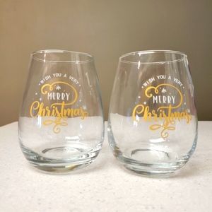 Holiday Stemless Glasses, set of two